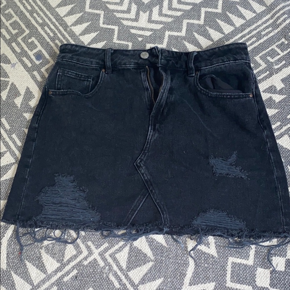 Black denim skirt